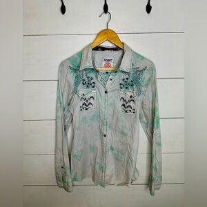 Roar Embroidered & Embellished Western Shirt – Size S